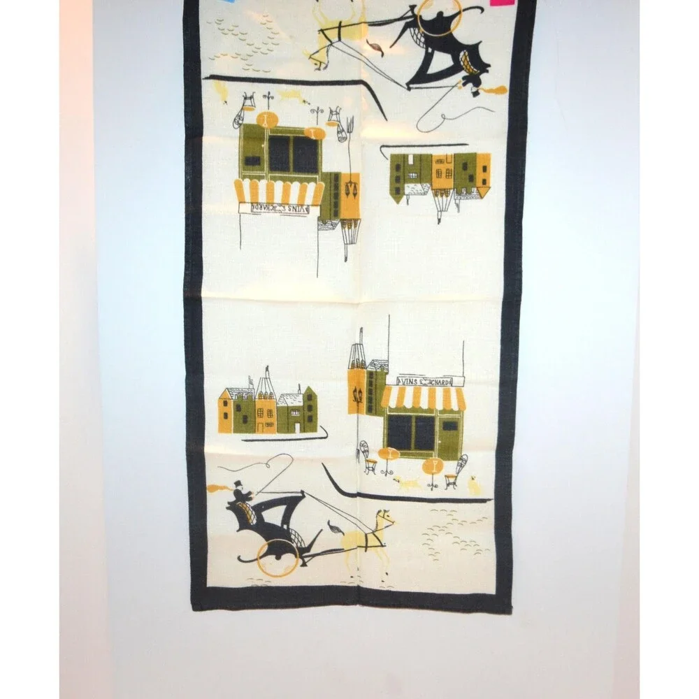 1950s Tea Towel Prints Charming Rare Shop Fronts